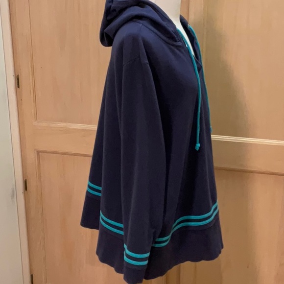 Navy & Teal pull over hoodie - Picture 2 of 6